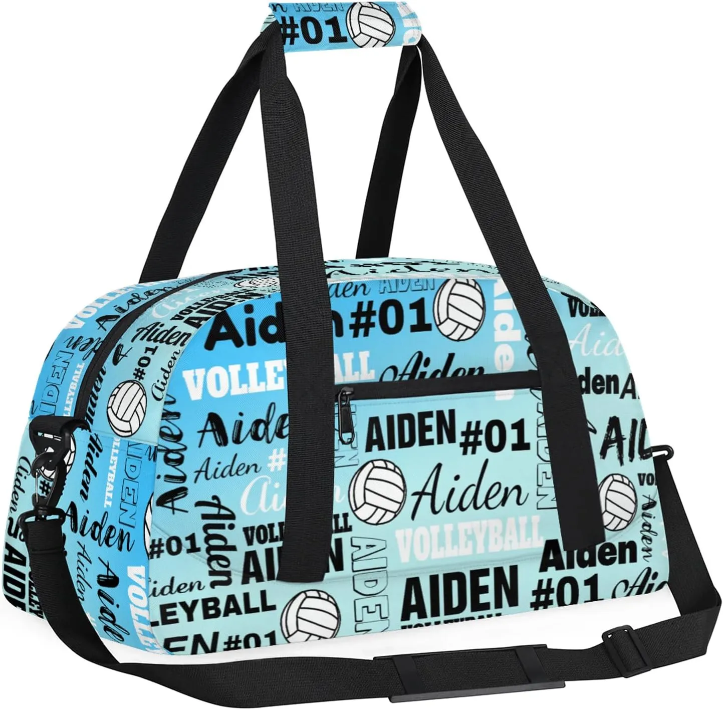 Personalized Name Volleyball Duffle Bags Custom Number Sport Ball Sports Gym Bag Weekender Overnight Training Bag, Gradient Blue