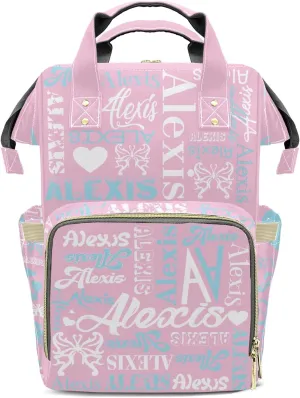 Personalized Pink Blue Tote Bag Backpacks Custom with Text Mommy Bag Gift for Mom Dad