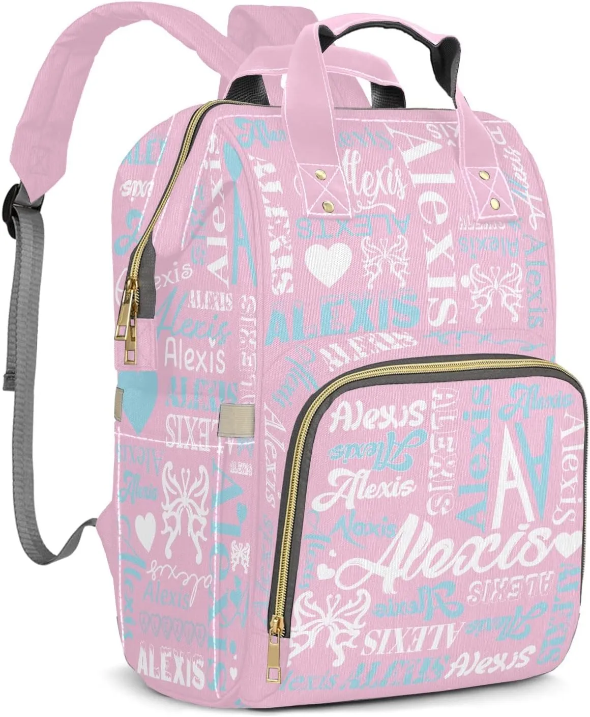 Personalized Pink Blue Tote Bag Backpacks Custom with Text Mommy Bag Gift for Mom Dad