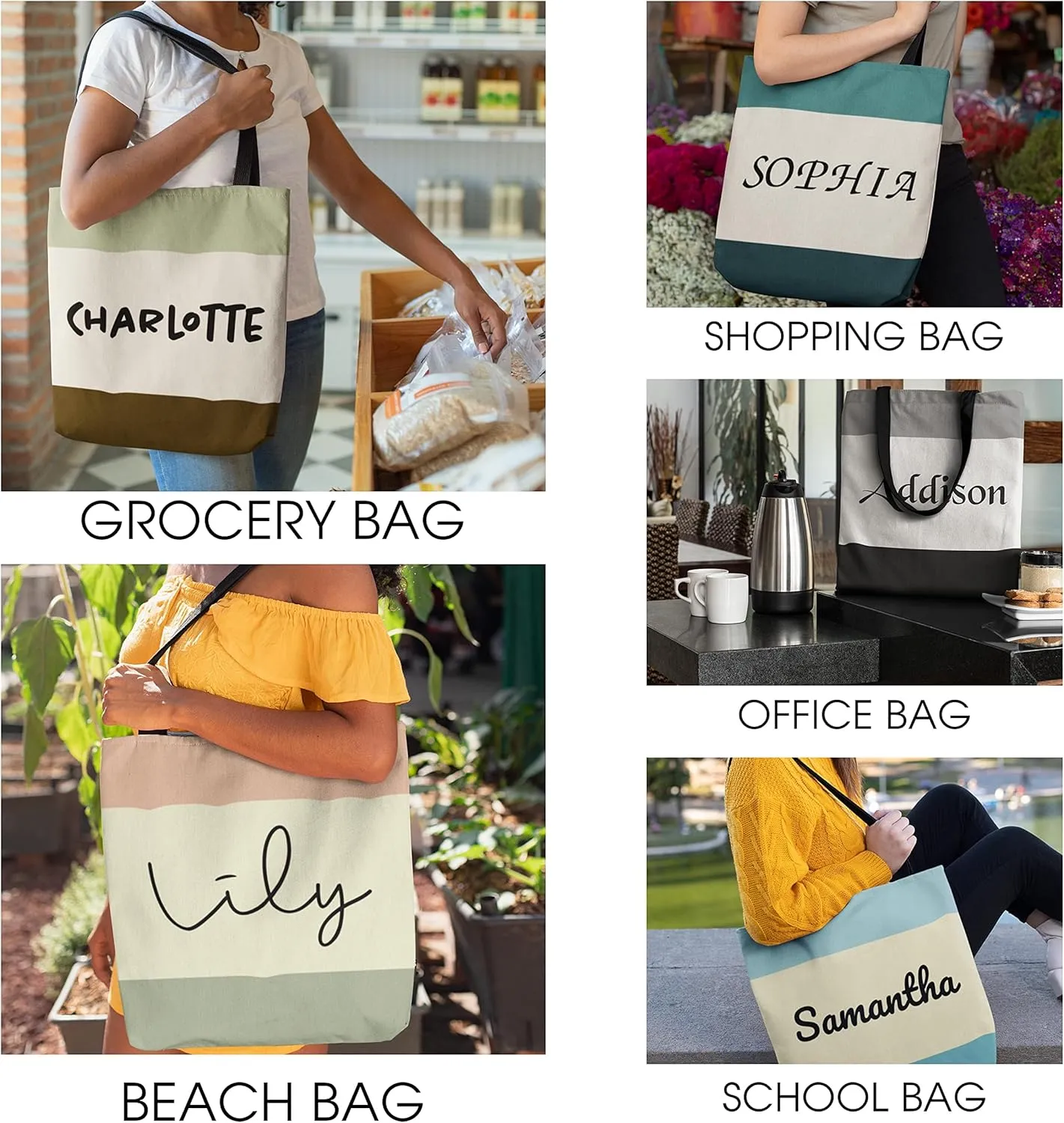 Personalized Tote Bags with Photo and Text - Custom Reusable Grocery Bag for Daily Use Gifts - Customized Handbag - Shopping