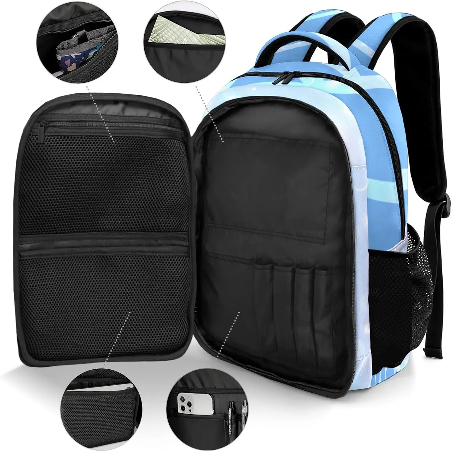 Personalized Water Polo Sport Backpack Casual Bag Daypack Schoolbag Laptop Bag for Student Family Party Gift Blue