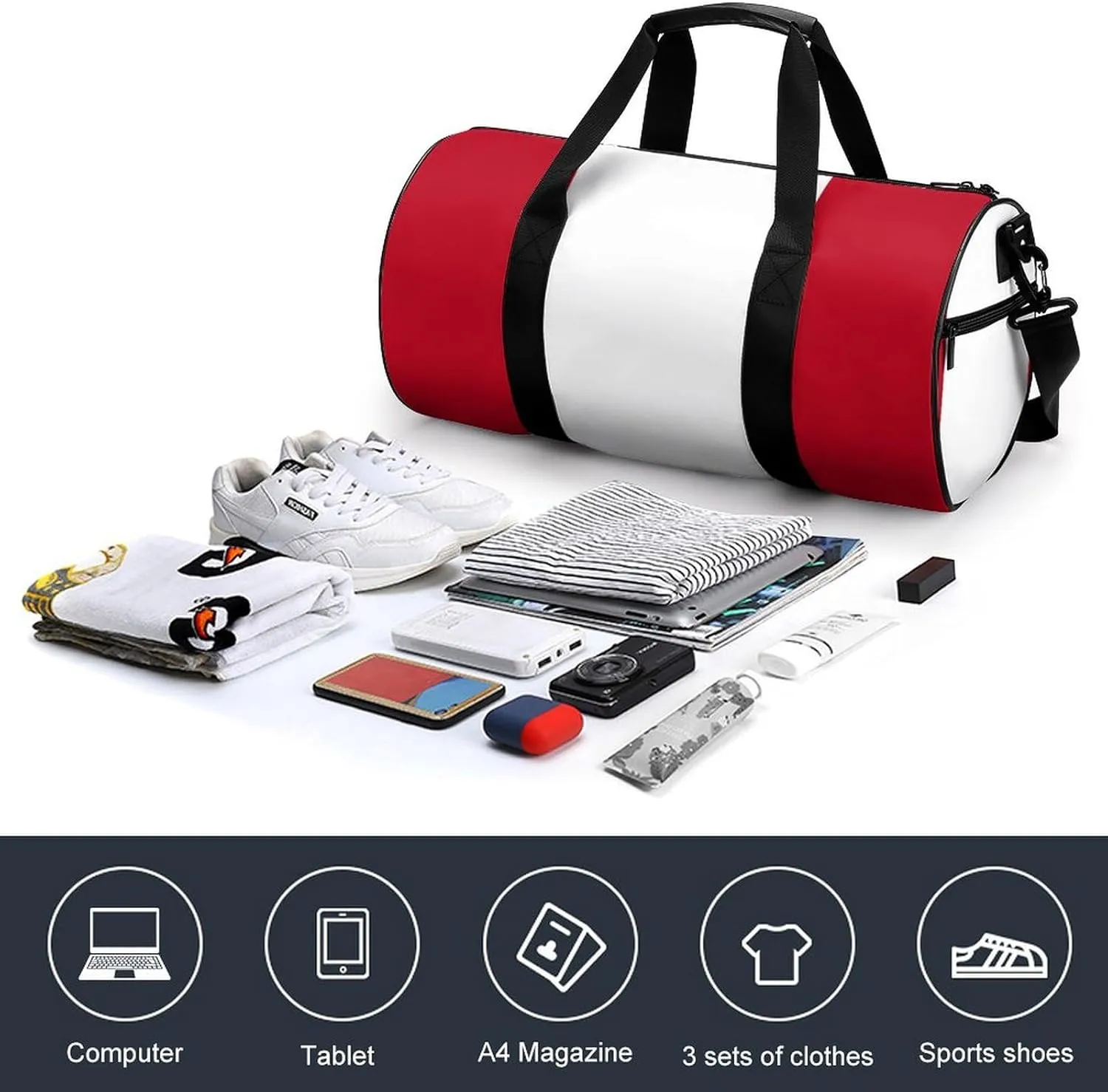 Peru Flag Gym Bag for Men Women with Dry Wet Separation Sports Travel Duffel