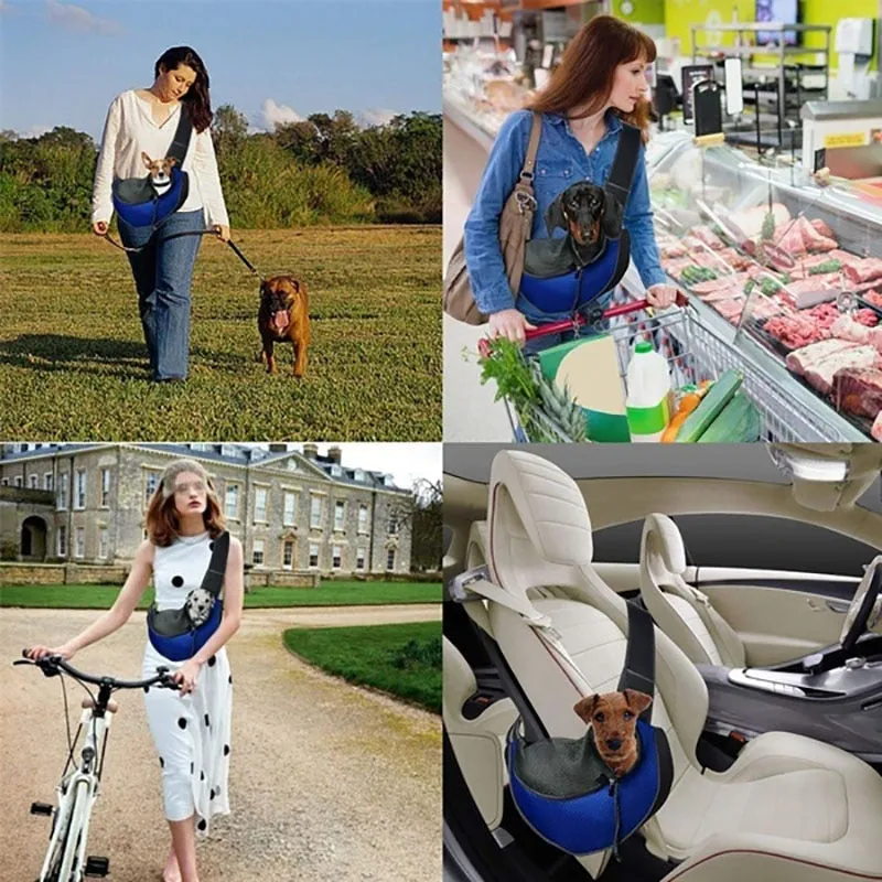 Pet Dogs Carrier Bag Outdoor Travel Walking Dog Shoulder Bag Breathable Mesh Oxford Puppy Sling Handbag Tote Pouch