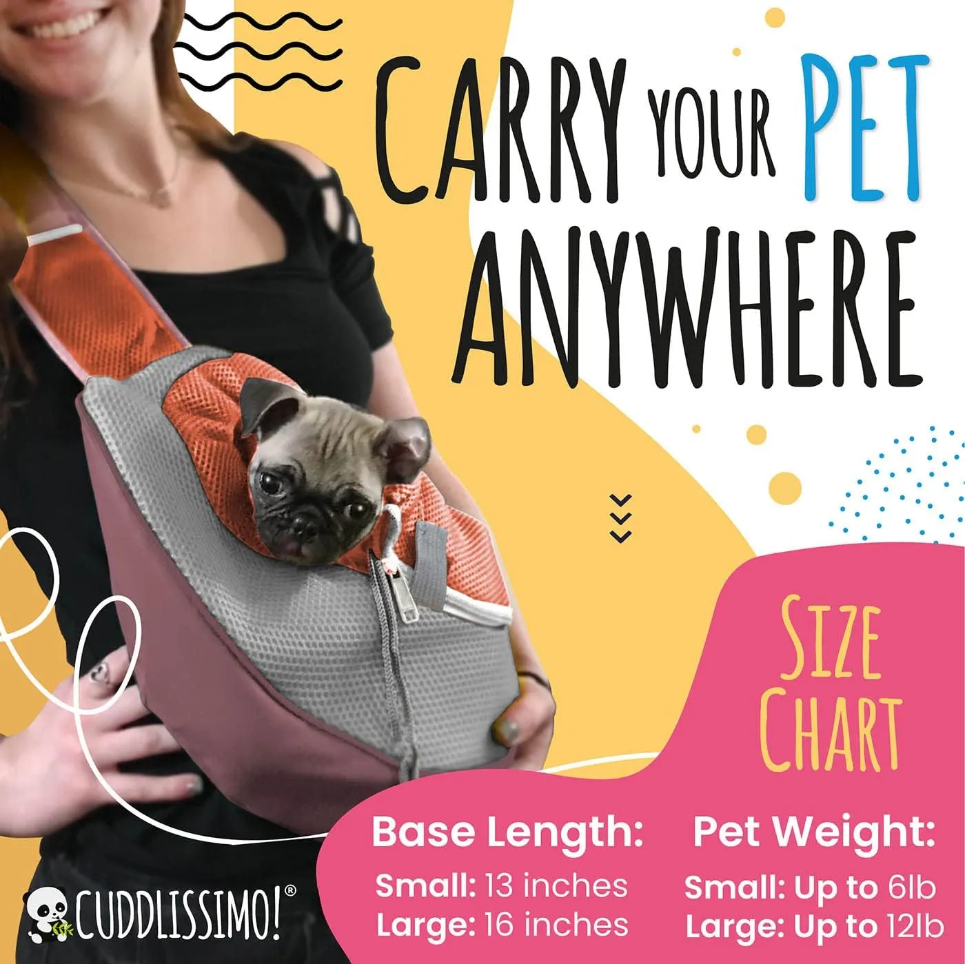 Pet Sling Carrier - Small Dog Puppy Cat Carrying Bag Purse Pouch - For Pooch Doggy Doggie Yorkie Chihuahua Baby Papoose Bjorn - Hiking Travel Front Backpack Chest Body Holder Pack (Red-L)