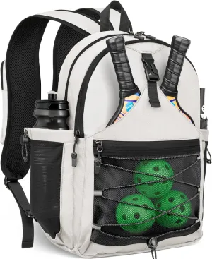 Pickleball Bag, Pickleball Backpack for Men Women, Large Capacity Sports Pickleball Paddle Bag, Adjustable Crossbody Sling Bag Pickle Ball Bag with Fence Hook Water Bottle Holder