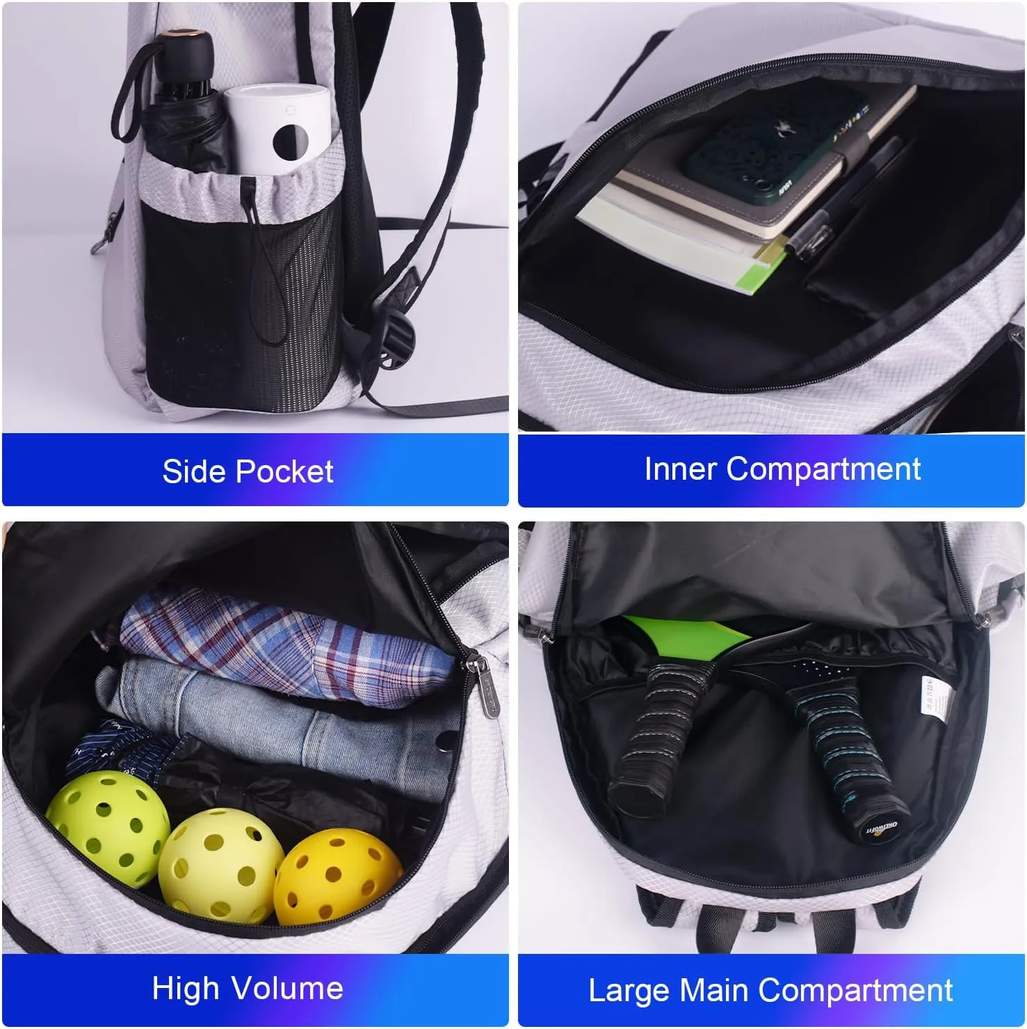 Pickleball Bag Pickleball Paddle Bag, Large Pickleball Bags for Women Men, Multifunctional Adjustable Waterproof Pickleball Backpack