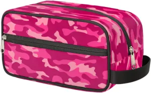 Pink Camo Camouflage Pattern Travel Toiletry Bag for Women Men Lightweight Cosmetic Makeup Bag Organizer Waterproof Shaving Bag Dopp Kit with Large Capacity for Toiletries and Shaving Accessories