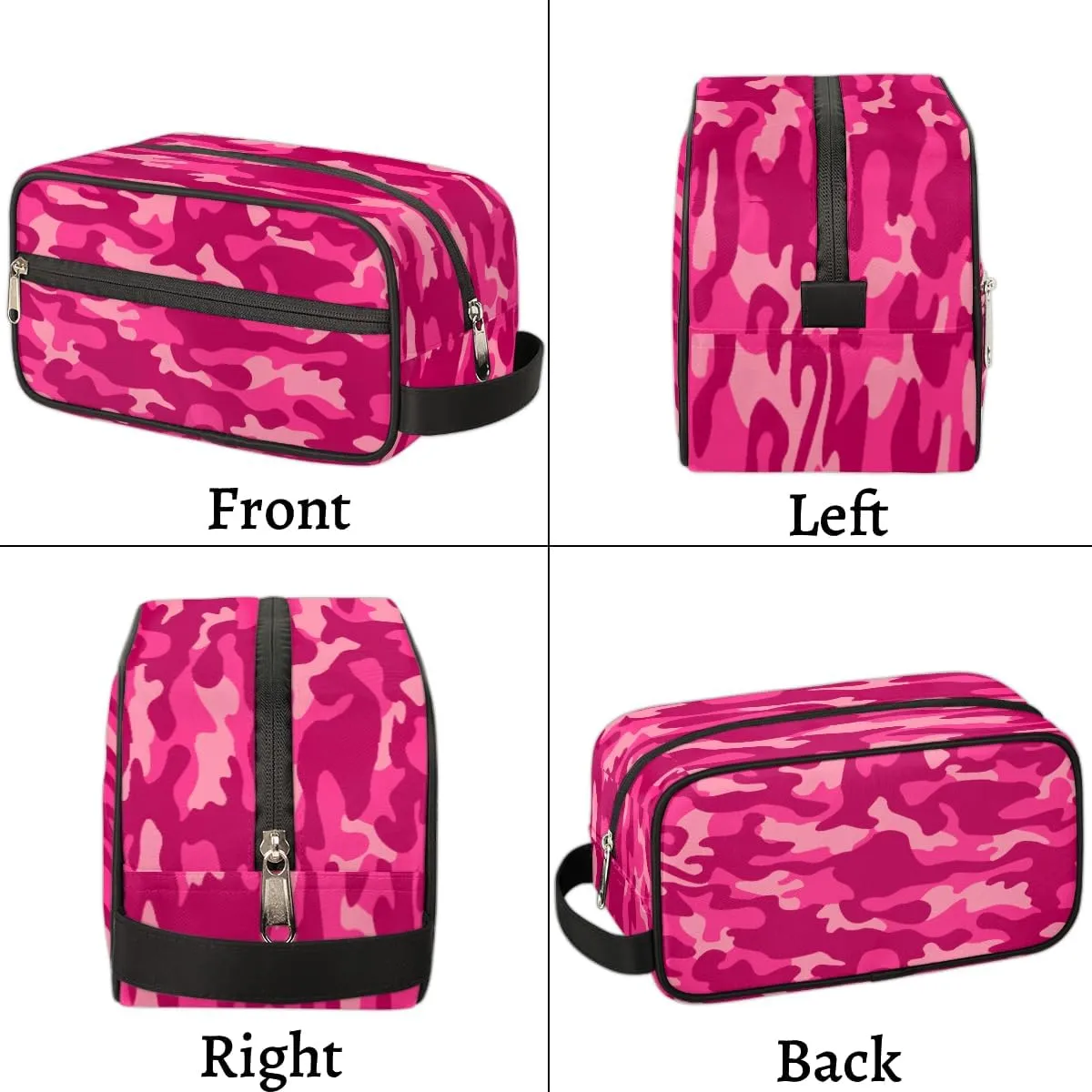 Pink Camo Camouflage Pattern Travel Toiletry Bag for Women Men Lightweight Cosmetic Makeup Bag Organizer Waterproof Shaving Bag Dopp Kit with Large Capacity for Toiletries and Shaving Accessories