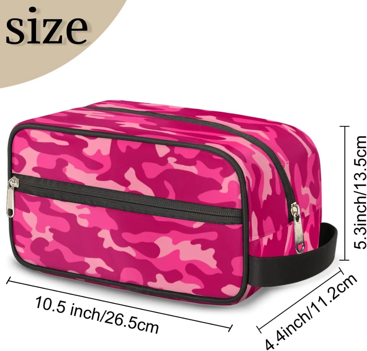 Pink Camo Camouflage Pattern Travel Toiletry Bag for Women Men Lightweight Cosmetic Makeup Bag Organizer Waterproof Shaving Bag Dopp Kit with Large Capacity for Toiletries and Shaving Accessories