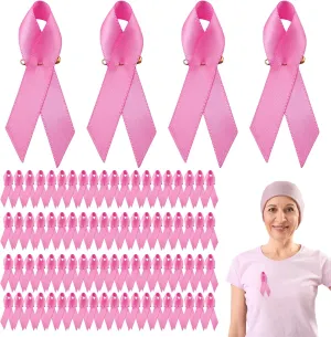 Pink Ribbons Breast Cancer Awareness Pins Pink Satin Breast Cancer Ribbon for Women Girls Charity Public Memorials Activity