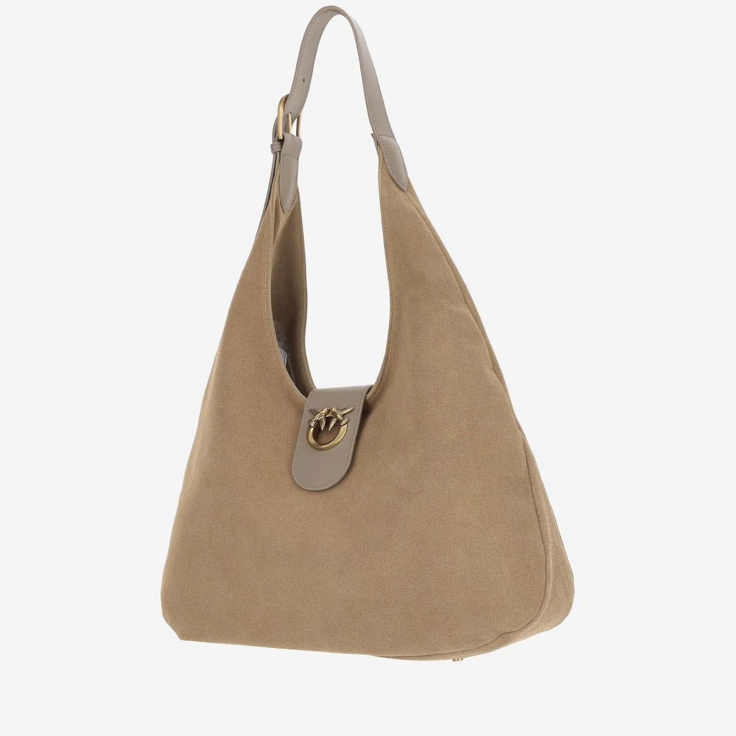 Pinko Suede Hobo Bag Big With Logo