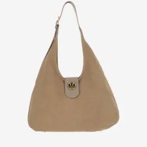 Pinko Suede Hobo Bag Big With Logo