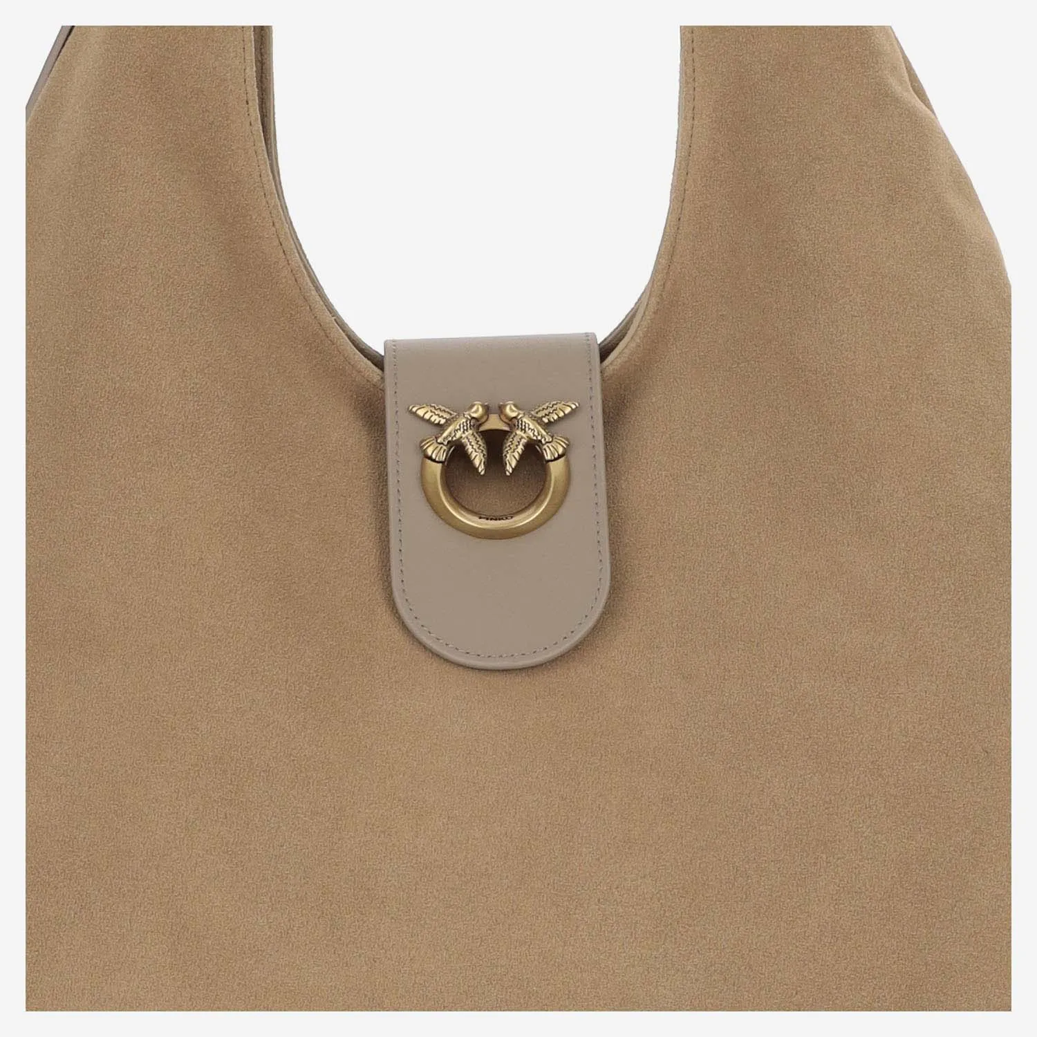 Pinko Suede Hobo Bag Big With Logo