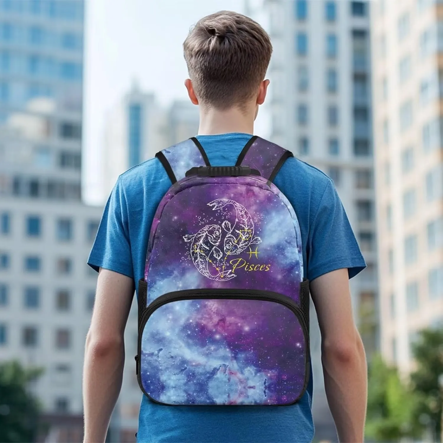 Pisces Backpack with Adjustable Padded Shoulder Straps Large Shoulder Schoolbag Stylish Backpacks Bulk Bookbags Daily Use & Camping