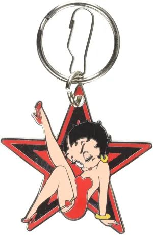 Plasticolor-004143R01 Betty Boop Star Enamel Key Chain, Red and Black