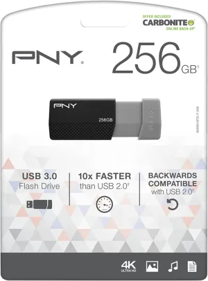 PNY USB 3.0 Flash Drive, 256GB, Assorted Colors, P-FD256ELEDG