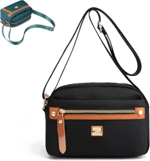 Popularate Nylon Crossbody Bag, Waterproof Lightweight Nylon Crossbody Bag With Zipper And Multi Pockets For Women