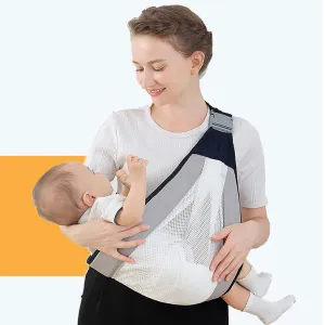 Portable Breathable Baby Carrier, 3D Honeycomb Mesh Wrap Child Slings with Adjustable Widen Shoulder Straps, for 0-36 Months Newborns, Infants and Toddlers(Gray)
