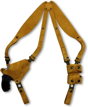 Premium Suede Leather Shoulder Holster System with Double Speed Loader Fits S&W J- Frame Revolver 2'’BBL, Right-Hand Draw, Brown Color #1056#