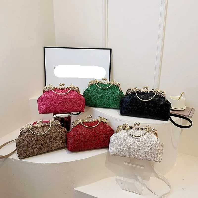 Printed Shell Bag Texted National Style Handbag Shoulder Bag Heavy Industry Hardware Crossbody Bag Women's Bag