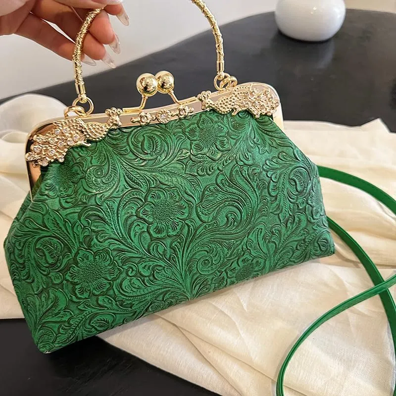 Printed Shell Bag Texted National Style Handbag Shoulder Bag Heavy Industry Hardware Crossbody Bag Women's Bag