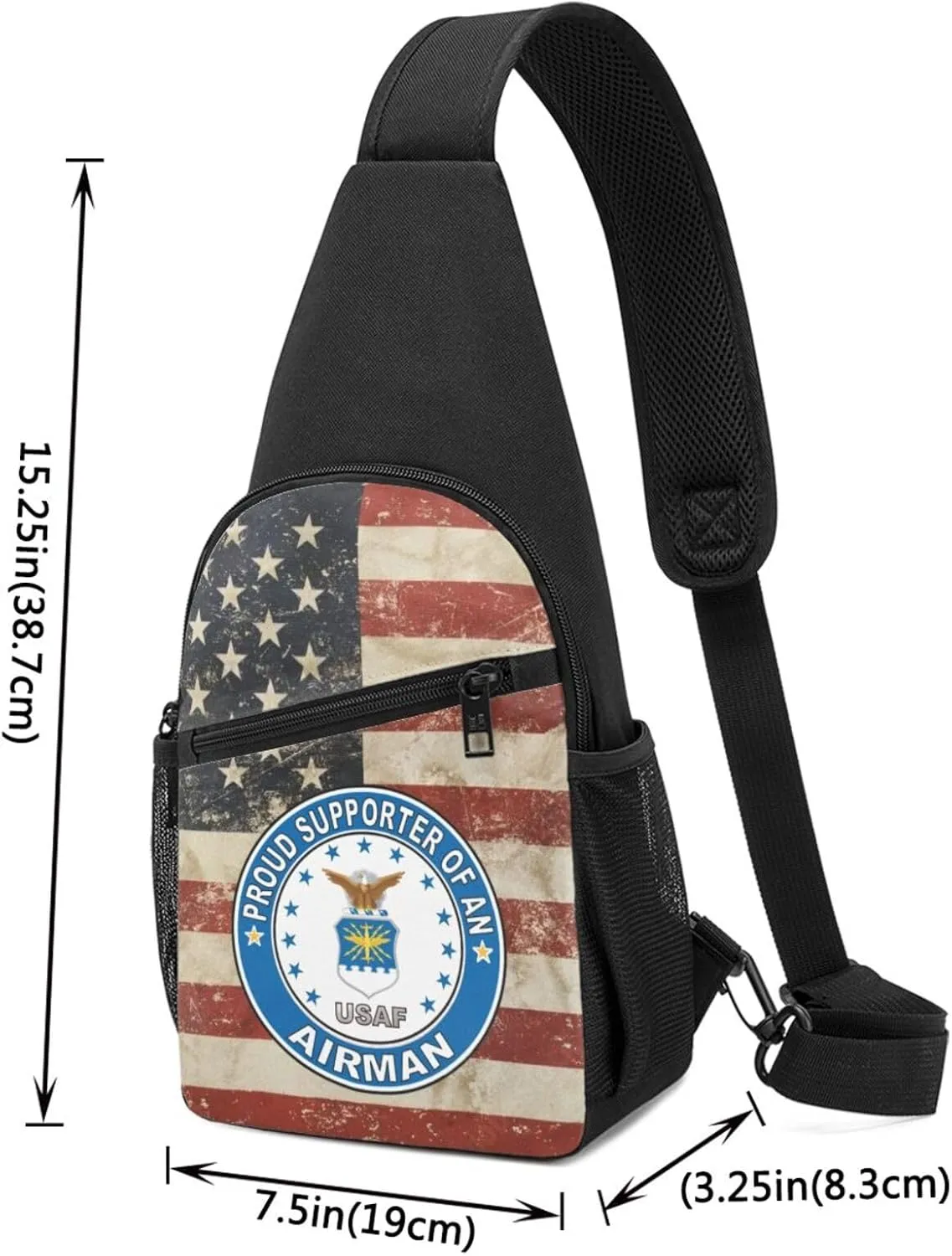 Proud Supporter of an Airman Air Force Sling Bag Crossbody Backpack Shoulder Casual Daypack Bags for Men