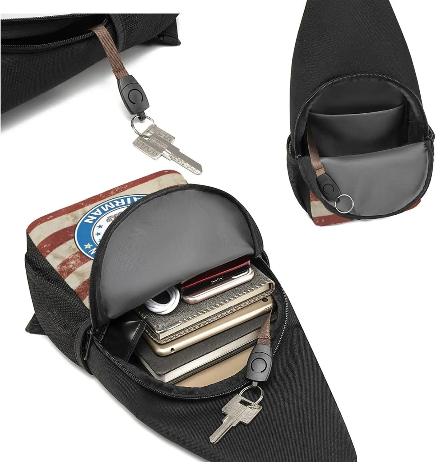 Proud Supporter of an Airman Air Force Sling Bag Crossbody Backpack Shoulder Casual Daypack Bags for Men