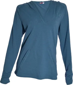 PUMA Women's Hooded Lifestyle Pullover Tee in Color Teal - Small