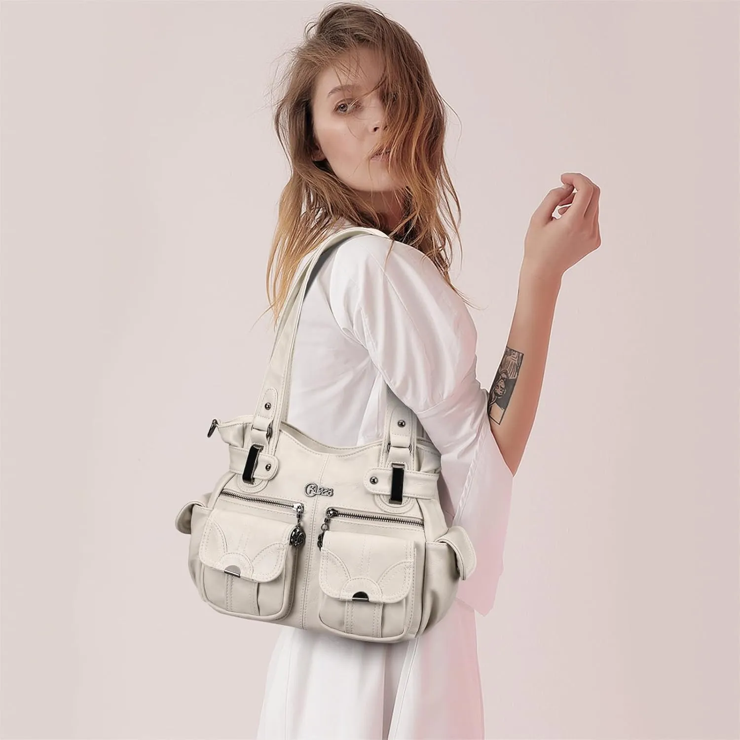 Purses and Handbags for Women Large Hobo Shoulder Bags Soft PU Leather Multi-Pocket Tote Bag