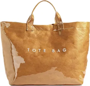 PVC Tote Bag for Women Solid Color Large Letter Print Tote Bag Kraft Paper Clear Plastic Handbag Top Handle Bag