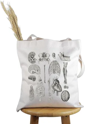 PWHAOO Future Nurse Doctor Gift Anatomy Tote Bag Anatomy Enthusiast Handbag Medical Sch-ool Stu-dent Gift