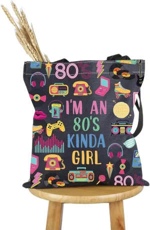 PWHAOO I Love 80s Gift I'm An 80s Kinda G-irl Tote Bag Back To The 80s Handbag Retro 80s Lover Merch