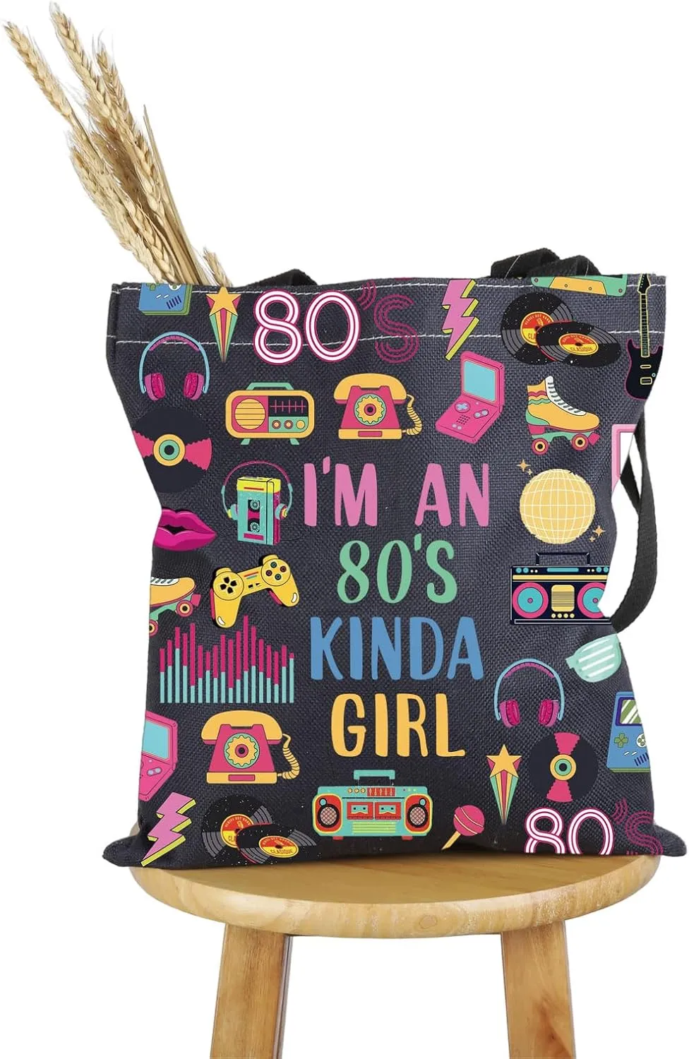 PWHAOO I Love 80s Gift I'm An 80s Kinda G-irl Tote Bag Back To The 80s Handbag Retro 80s Lover Merch