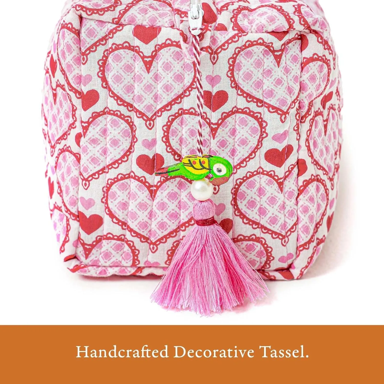 Quilted Floral Makeup Bag Set – Love Blooms Pattern 3 Sizes, Waterproof Lining, Make Up Travel Cosmetic & Toiletry Bags For Traveling Women