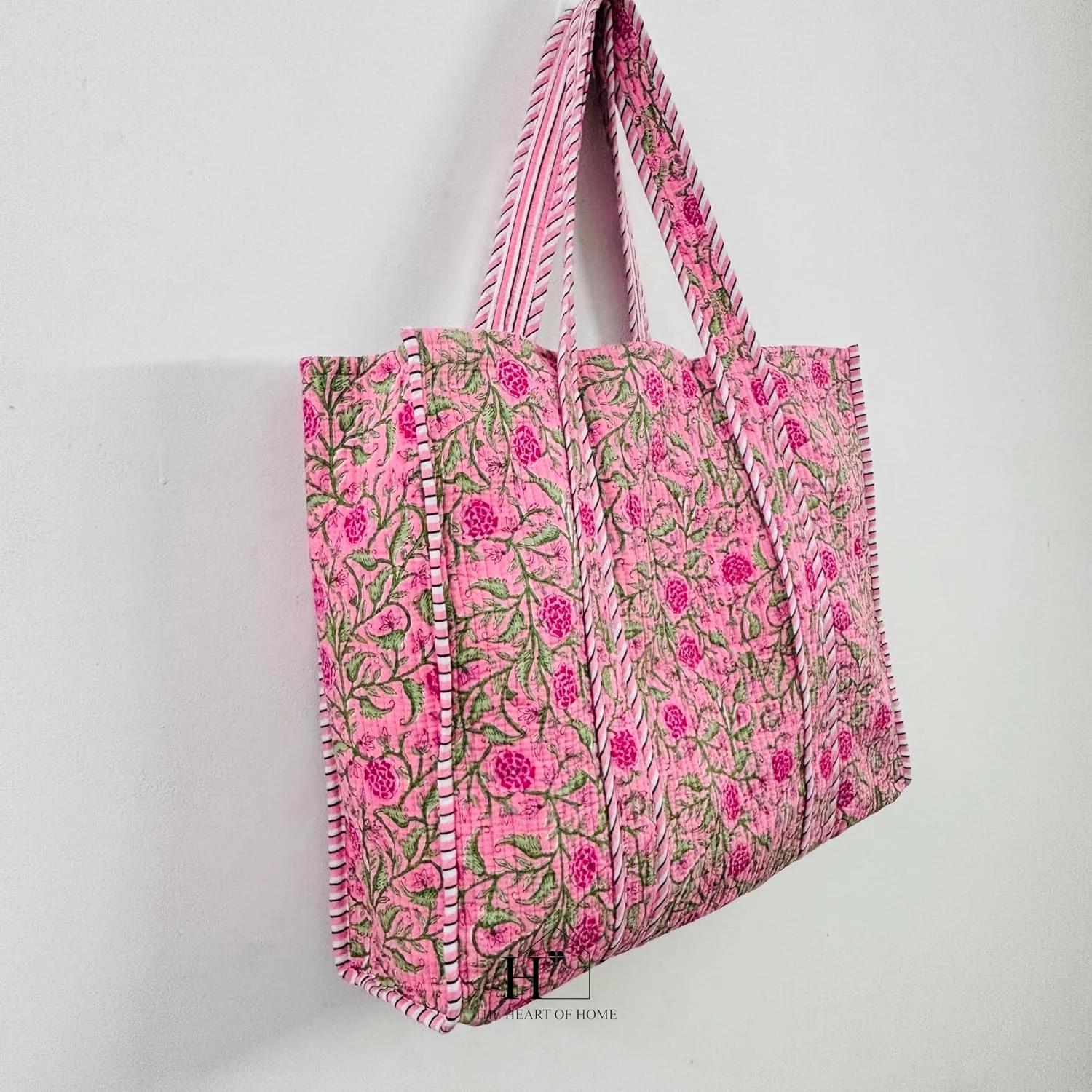 Quilted Tote bag for shipping travelling cotton tote bag with inside pocket cotton tote bag with straps for shoulder, hand carry