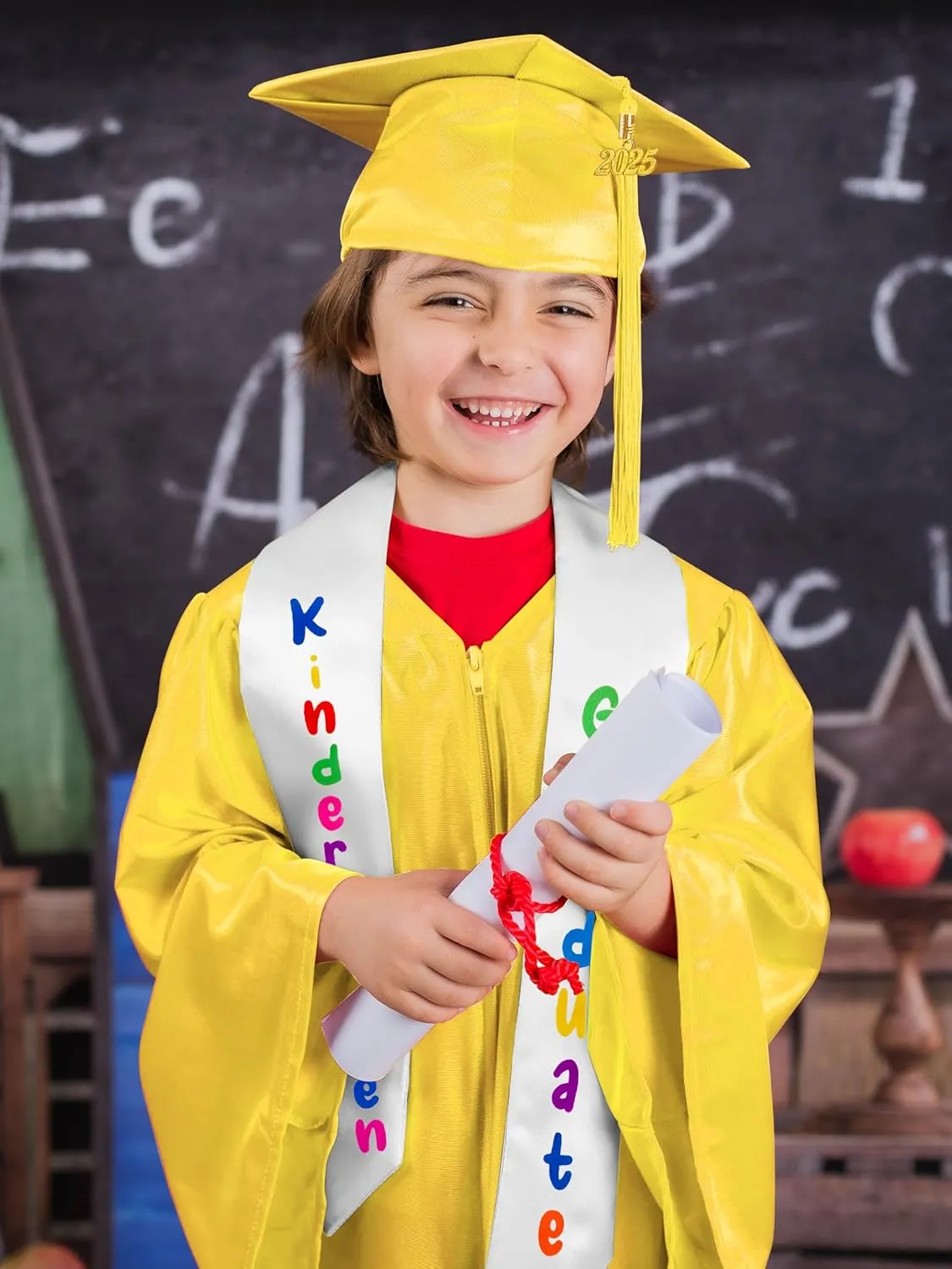 QZYL Kindergarten Graduation Cap and Gown Set, Unisex Congrats Grad Outfit with Tassel & Certificate for Kindergarten
