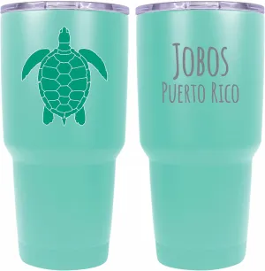 R and R Imports Jobos Puerto Rico Souvenir 24 oz Seafoam Insulated Stainless Steel Tumbler Turtle Design