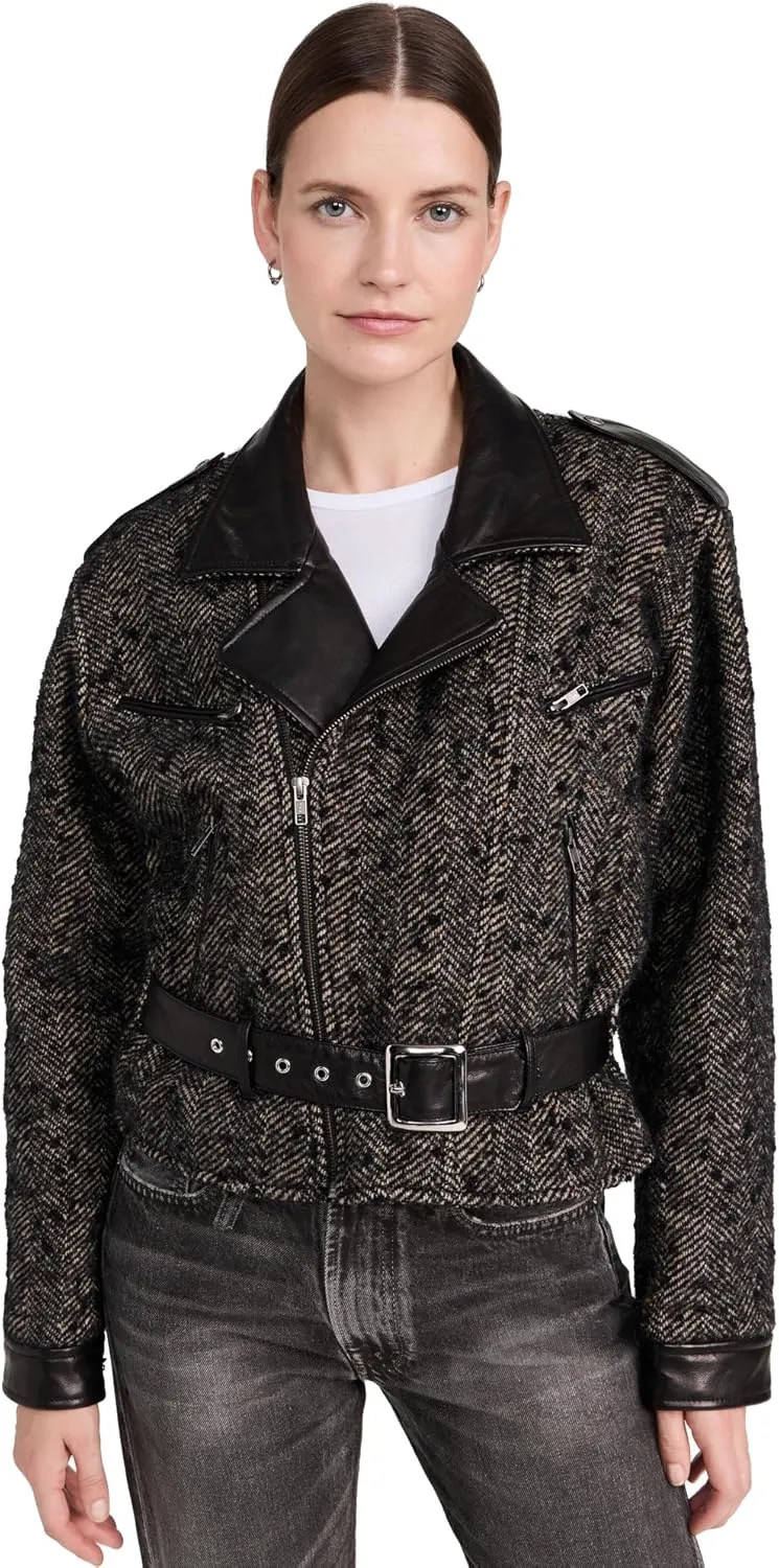 R13 Women's Exaggerated Shoulder Motorcycle Jacket with Cuffs