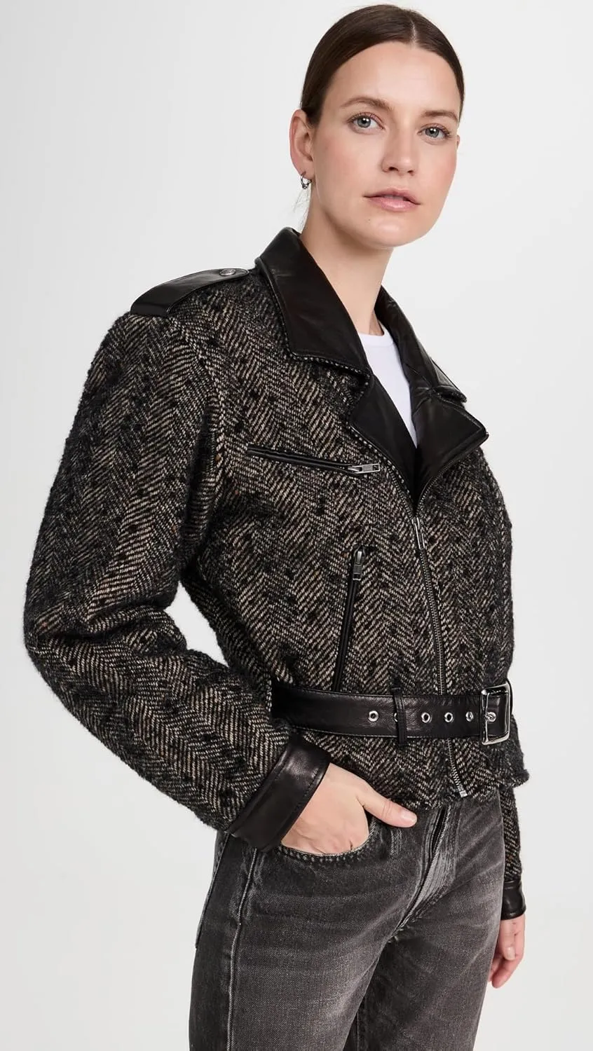 R13 Women's Exaggerated Shoulder Motorcycle Jacket with Cuffs
