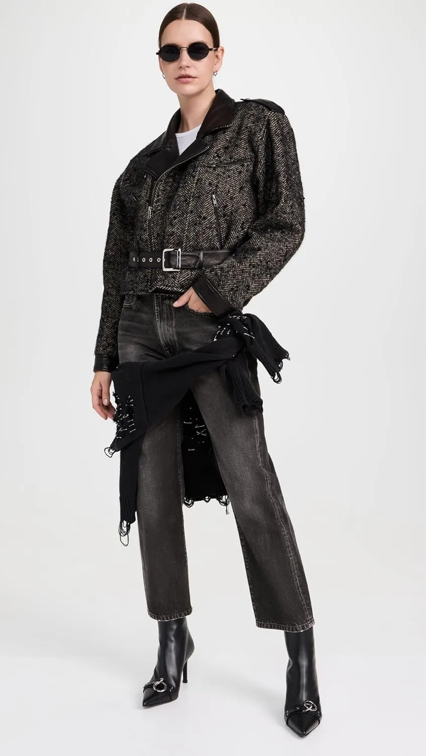 R13 Women's Exaggerated Shoulder Motorcycle Jacket with Cuffs