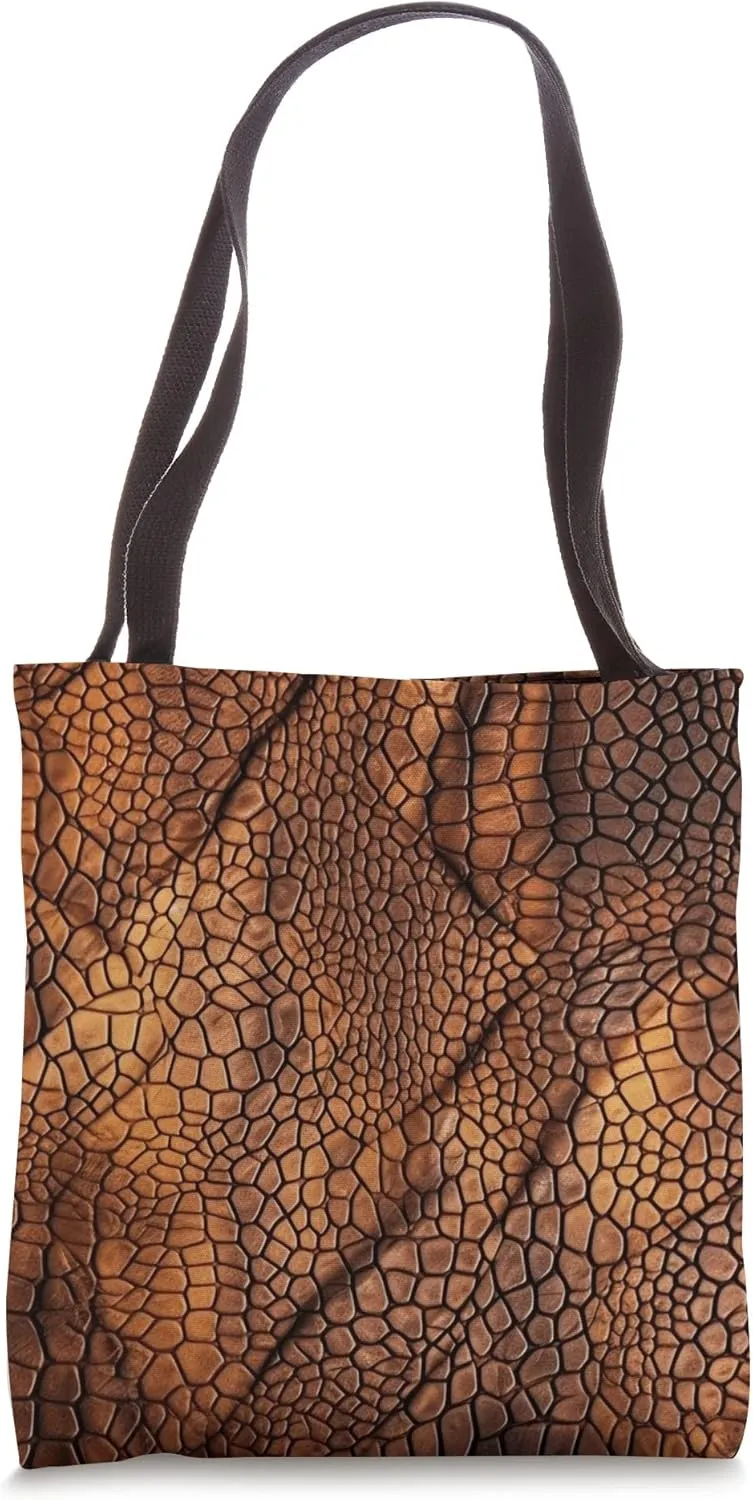 Realistic Brown Skin Pattern Lizard Skin Tote Bag