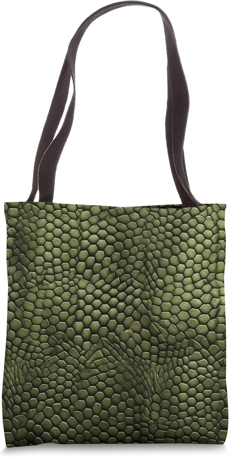 Realistic Green Skin Pattern Lizard Skin Tote Bag