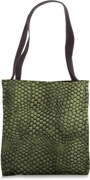 Realistic Green Skin Pattern Lizard Skin Tote Bag