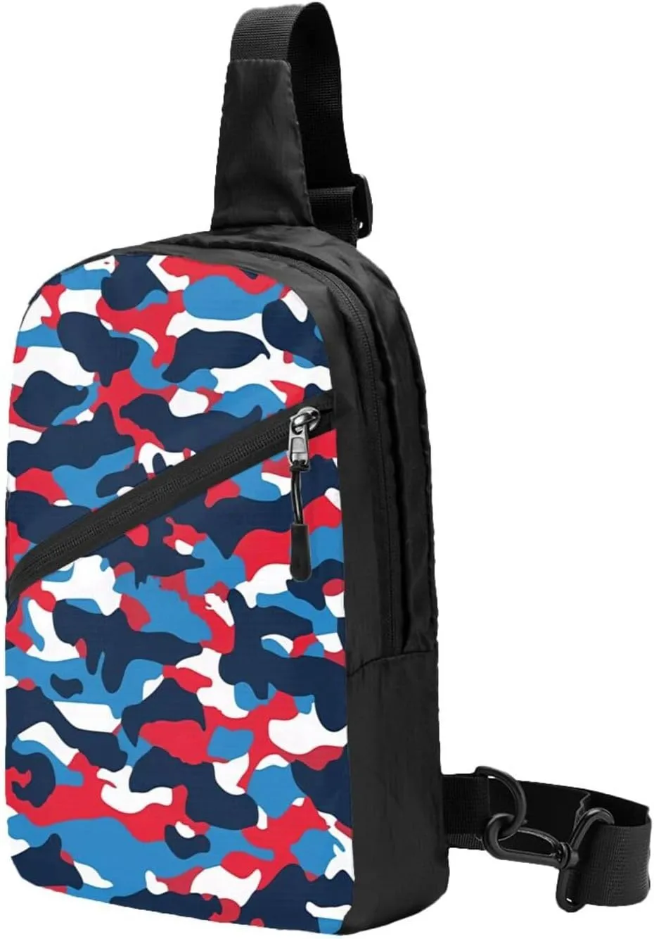 Red White Blue Camouflage American Flag Portable Sling Bags Packable Crossbody Bag Foldable Sport Daypack Reusable Shoulder Backpack Diagonally Chest Bag for Workout Travel