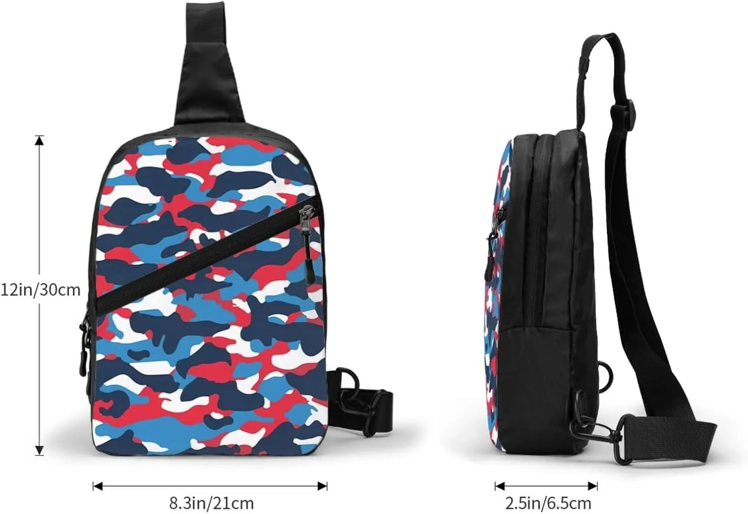 Red White Blue Camouflage American Flag Portable Sling Bags Packable Crossbody Bag Foldable Sport Daypack Reusable Shoulder Backpack Diagonally Chest Bag for Workout Travel