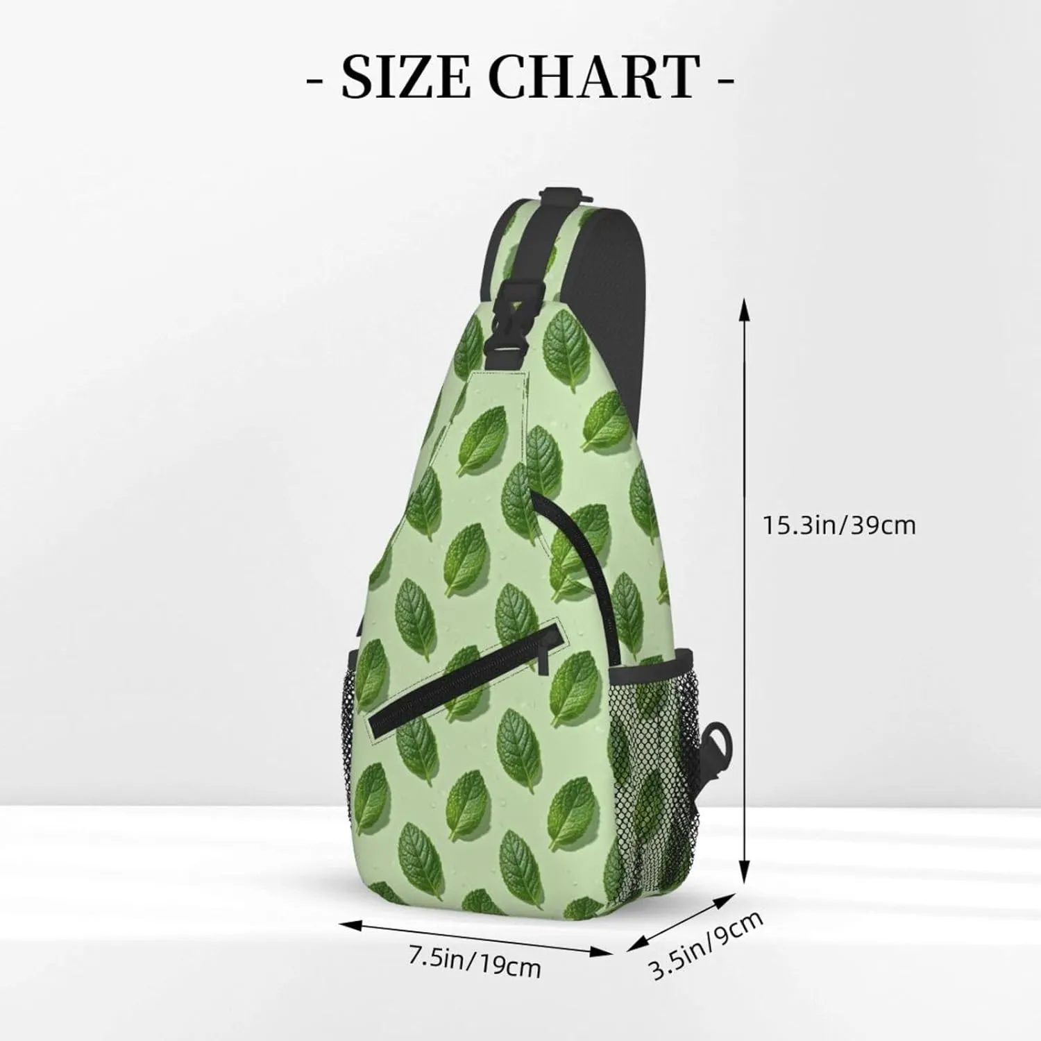 Refreshing Mint Leaves Crossbody Bags Cross Chest Bag Adjustable Sling Backpack for Women Men