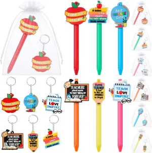 ReliThick 6 Sets Teacher Appreciation Gifts Include Teacher Pens with Inspiring Sayings Cute Keychain and Gift Bags for Office School Supplies Accessories