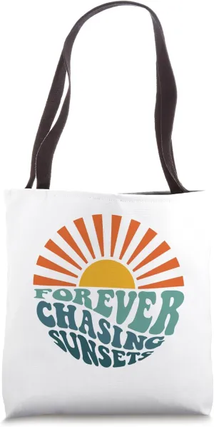 Retro Summer Forever Chasing Sunsets Both Side Print Tote Bag