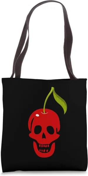 rockabilly skull cherry skeleton halloween skeleton gothic Tote Bag