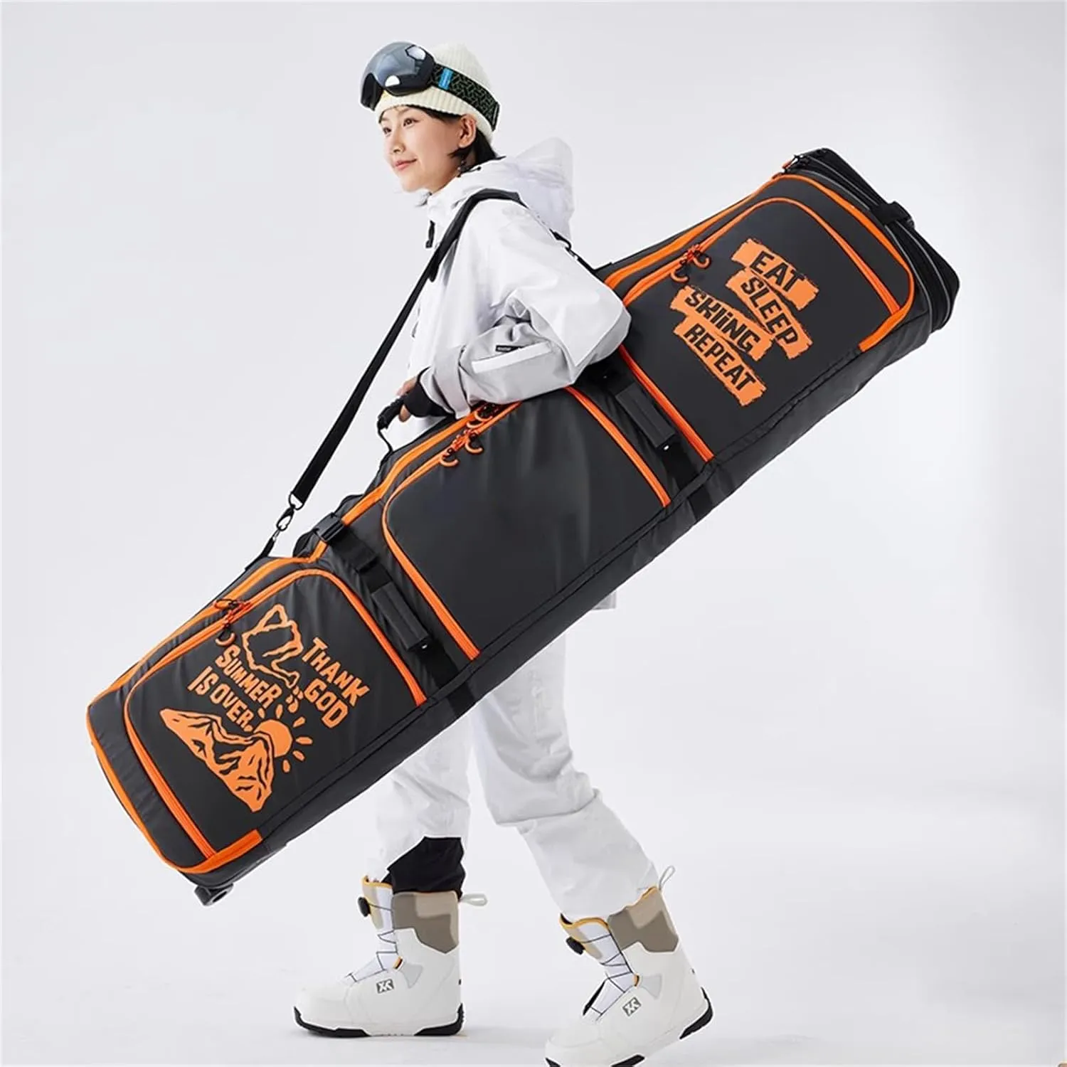 Roller Snowboard Bag with Wheels Double Rolling Ski Bag Snow Ski Bags for Air Travel Waterproof Roller Snowboard Bag Foldable Wheeled Ski Bag